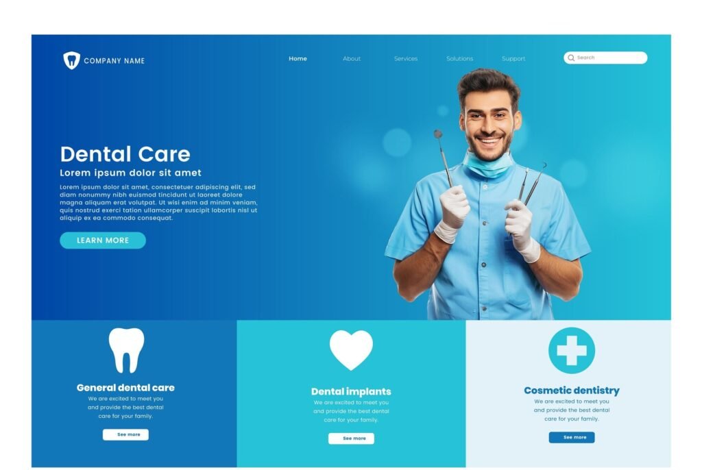 Eine Hero Sektion von einer Zahnarzt-Website um zu zeigen was coreflow als Agentur kann.