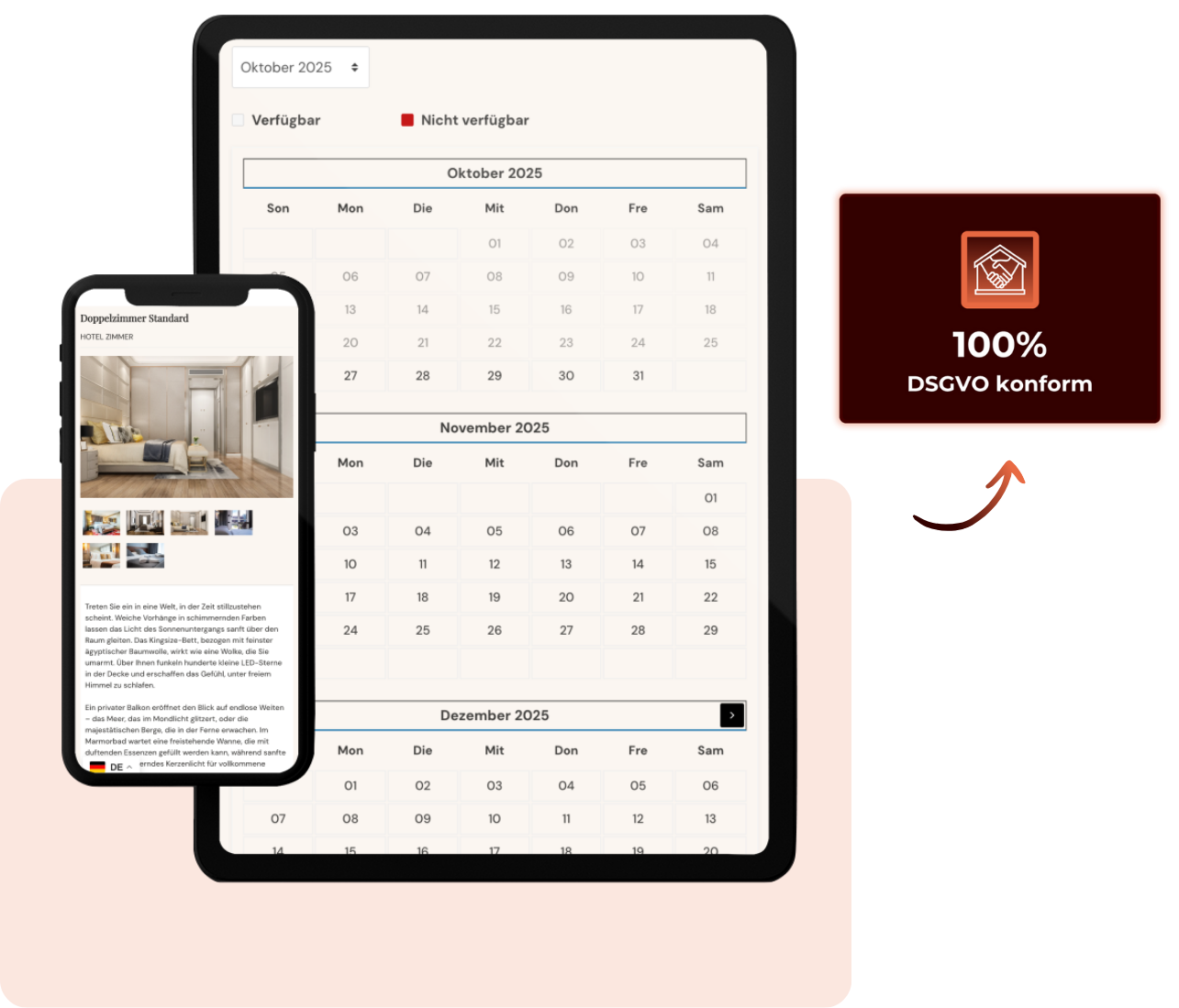Design_Apartment-Buchungssystem_Coreflow-1 Buchungssystem für Hotels auf Tablet und Smartphone – Coreflow Webdesign mit Kalenderansicht, DSGVO-konform und mobil optimiert.