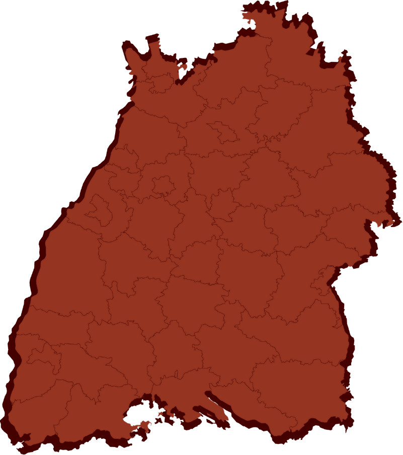 Abstrakte Vektordarstellung des Bundeslandes Baden-Württemberg mit klar erkennbaren Grenzen