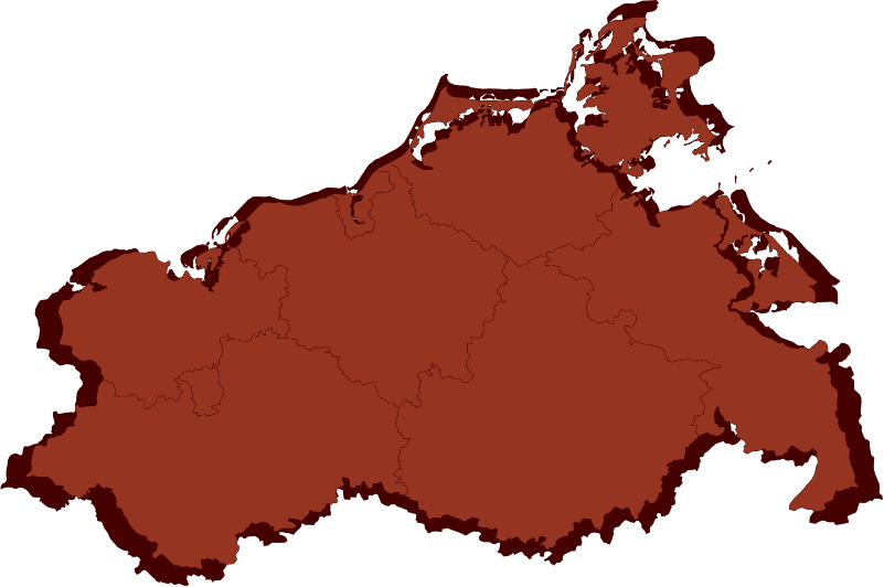 Abstrakte Vektordarstellung des Bundeslandes Mecklenburg-Vorpommern mit klar erkennbaren Grenzen