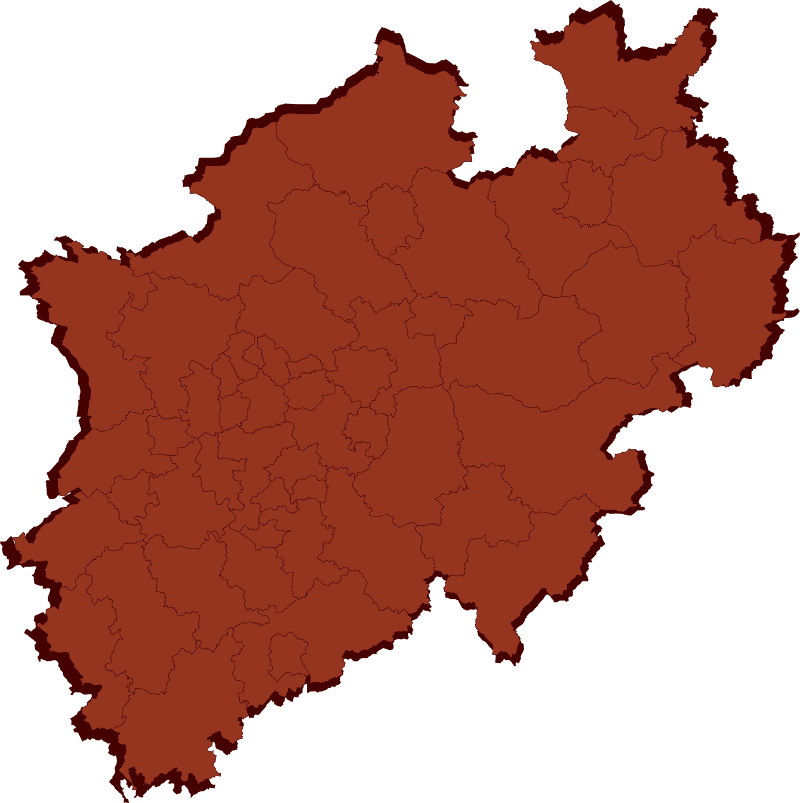 Abstrakte Vektordarstellung des Bundeslandes NRW mit klar erkennbaren Grenzen