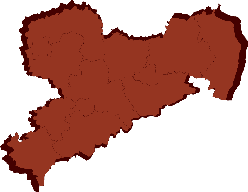 Abstrakte Vektordarstellung des Bundeslandes Sachsen mit klar erkennbaren Grenzen