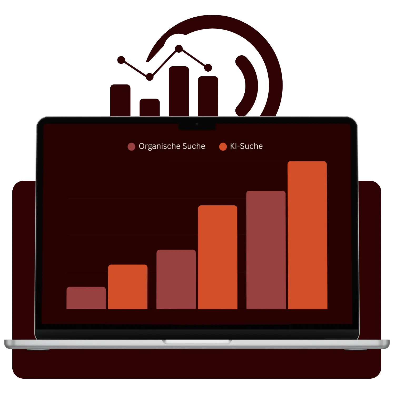 Mockup eines Laptops auf welchen ein Balkendiagramm zu sehen ist