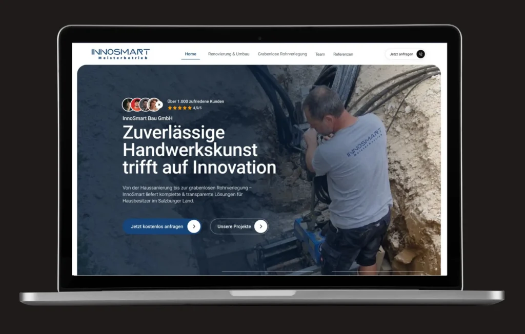 Laptop Mockup einer umgesetzten Website